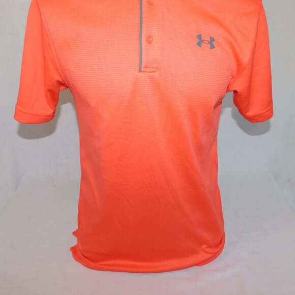 Under Armour UA Tech Shirt Racer Red Pitch Gray Orange Mens S Golf Polo - Picture 3 of 9